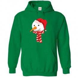 Snowman muffler with Santa Hat Graphic Winter Christmas Kids & Adults Unisex Hoodie
